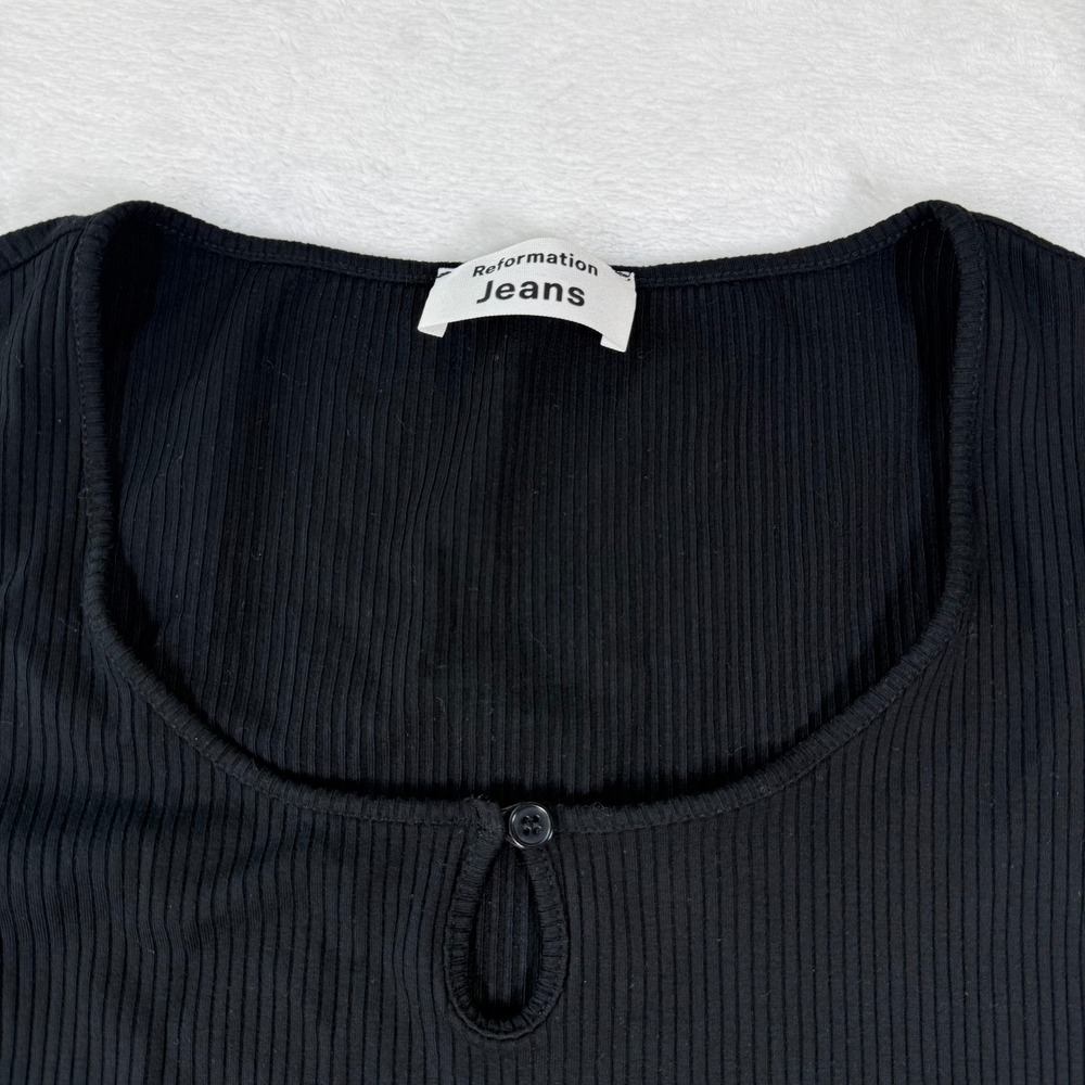 Reformation Black Long Sleeve Ribbed Mini Dress Size Small - Picture 5 of 9